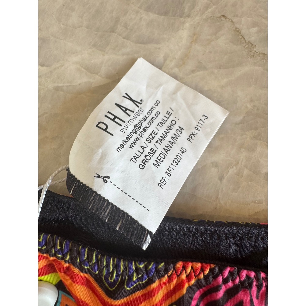 Phax Swimwear Tribal Mola Print Side Tie Bikini Bottom Multicolored Size M - Picture 3 of 4